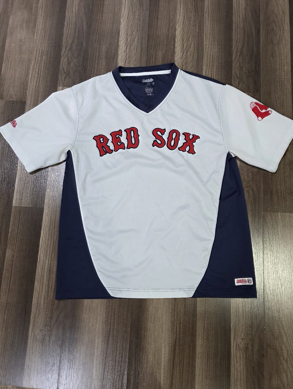 Stitches Classic Red Sox V Neck Pullover Jersey Green Monster MLB Fenway Fan. L